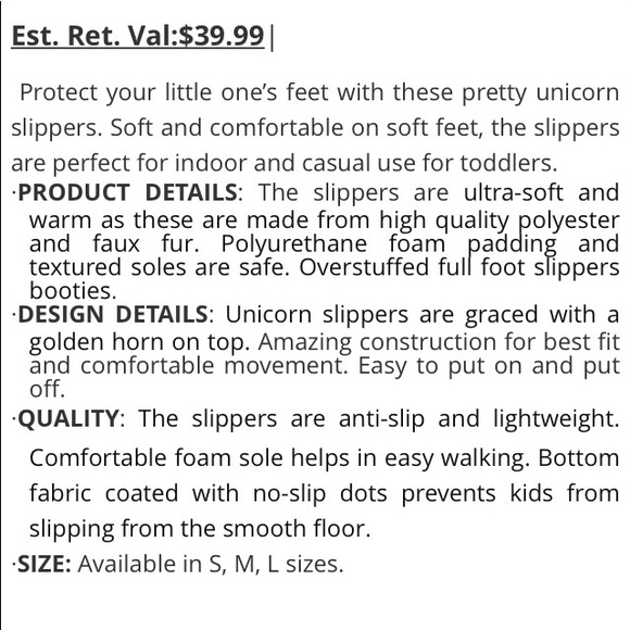 BLUE Unicorn SLIPPERS SZ L 4/5 NWT - Picture 5 of 6